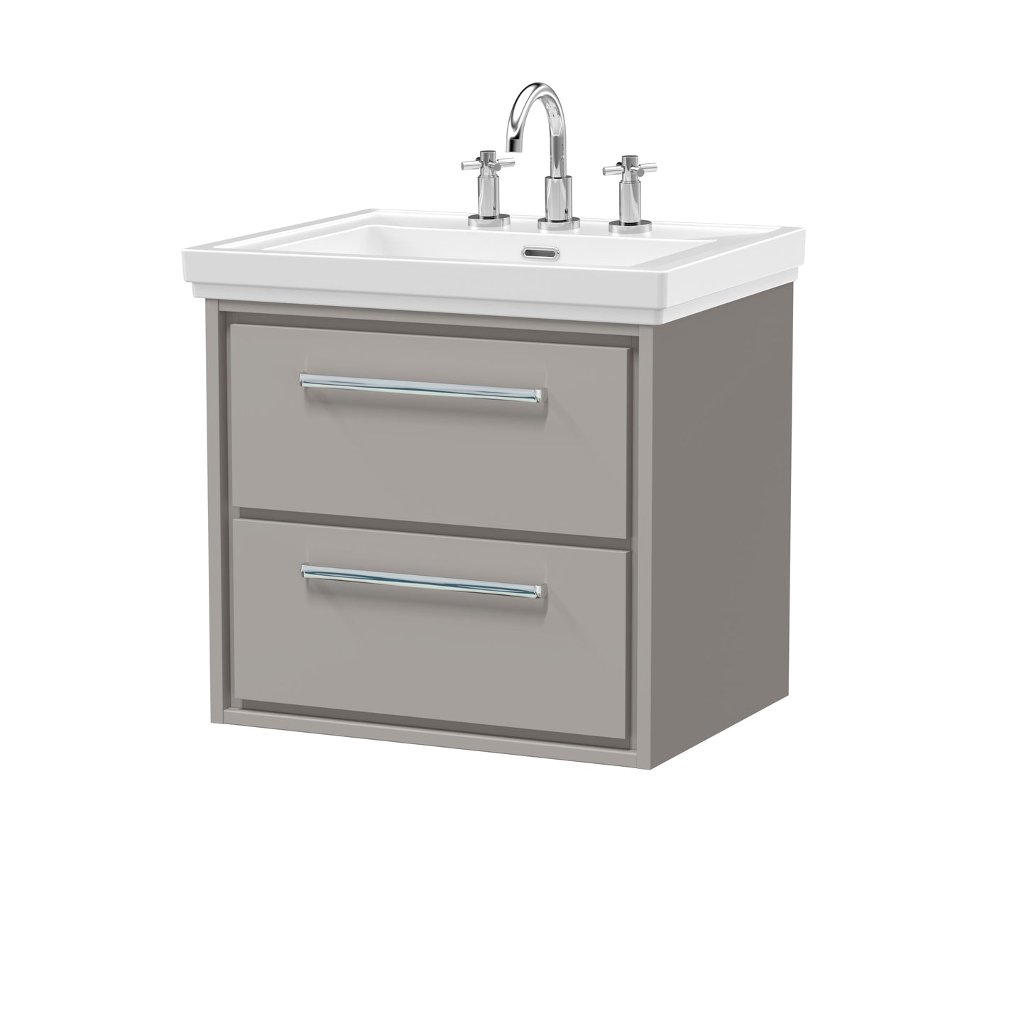 Hudson Reed 600mm Wall Hung 2-Drawer Vanity with Basin - 3 Tap Hole