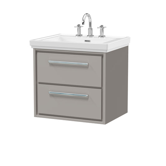 Hudson Reed 600mm Wall Hung 2-Drawer Vanity with Basin - 3 Tap Hole