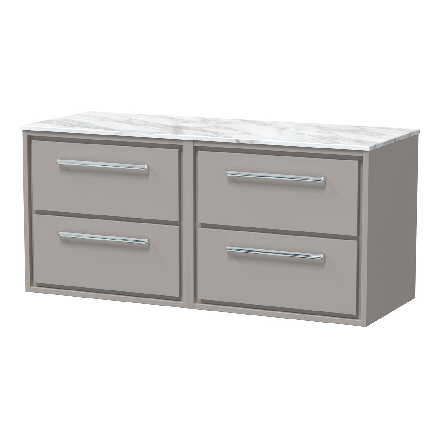 Hudson Reed 1200mm Wall Hung 4-Drawer Vanity with Marble Worktop