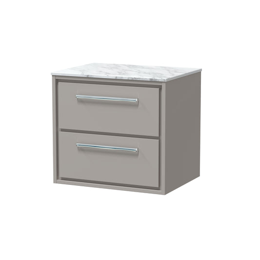 Hudson Reed 600mm Wall Hung 2-Drawer Vanity with Marble Worktop