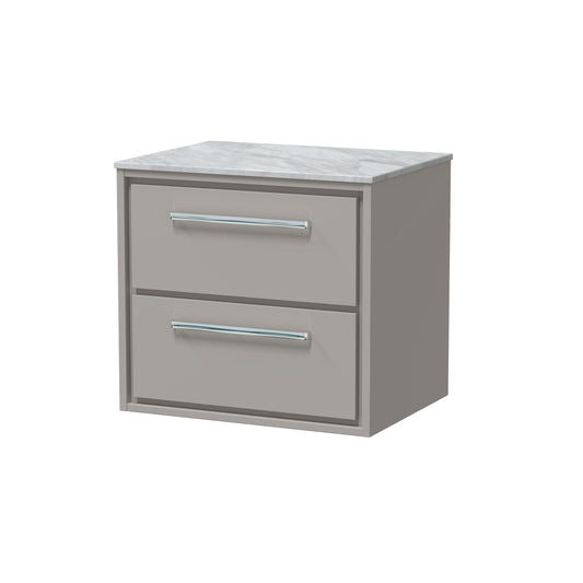 Hudson Reed 600mm Wall Hung 2-Drawer Vanity with Marble Worktop