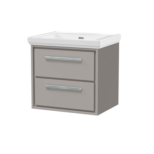 Hudson Reed 600mm Wall Hung 2-Drawer Vanity with Basin - 0 Tap Hole