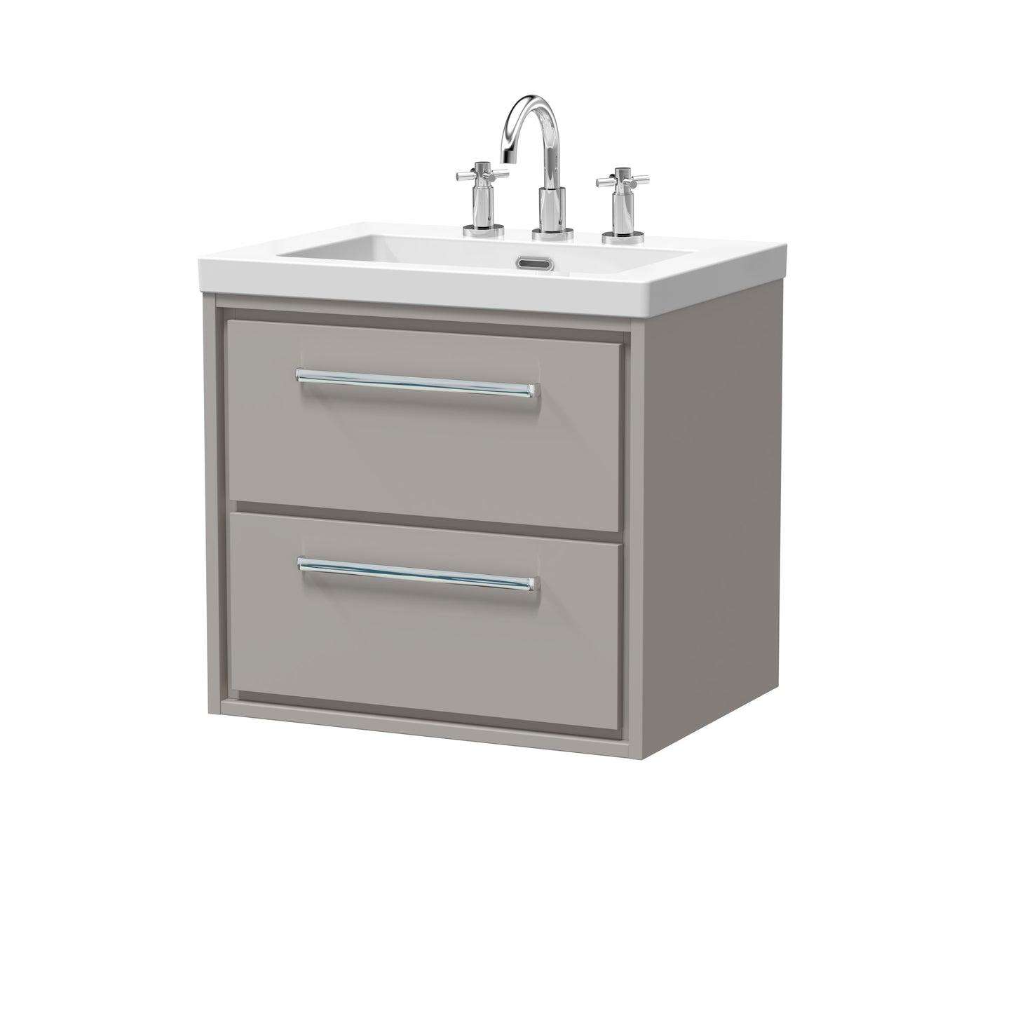 Hudson Reed 600mm Wall Hung 2-Drawer Vanity with Basin - 3 Tap Hole