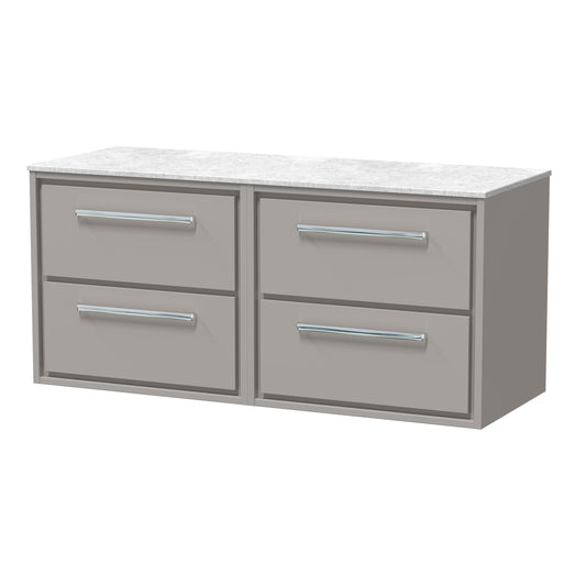 Hudson Reed 1200mm Wall Hung 4-Drawer Vanity with Marble Worktop