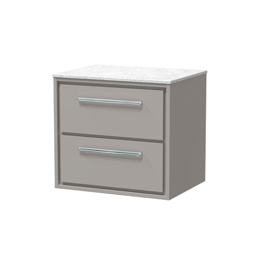 Hudson Reed 600mm Wall Hung 2-Drawer Vanity with Marble Worktop