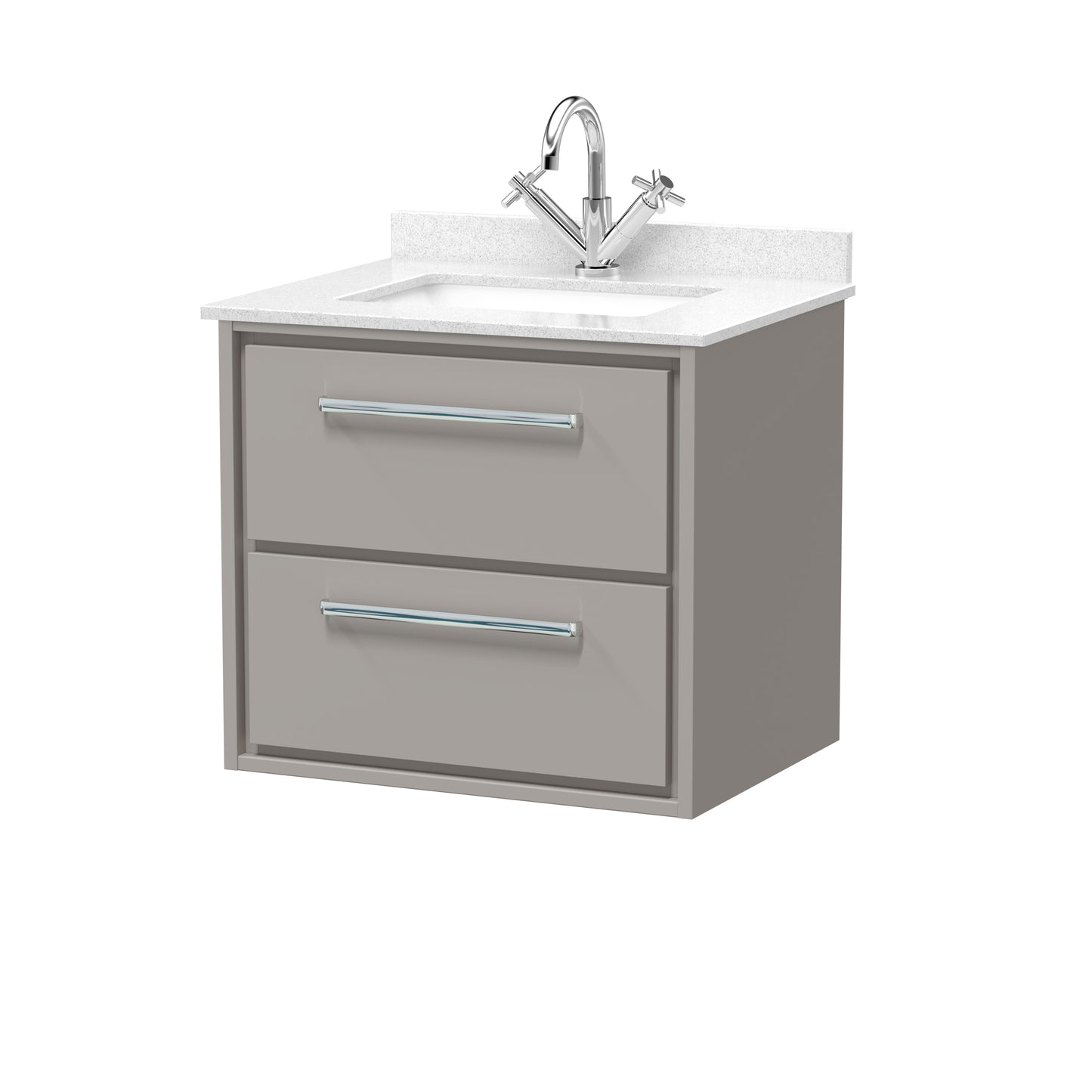 Hudson Reed 600mm Wall Hung 2-Drawer Vanity with Marble Worktop Basin