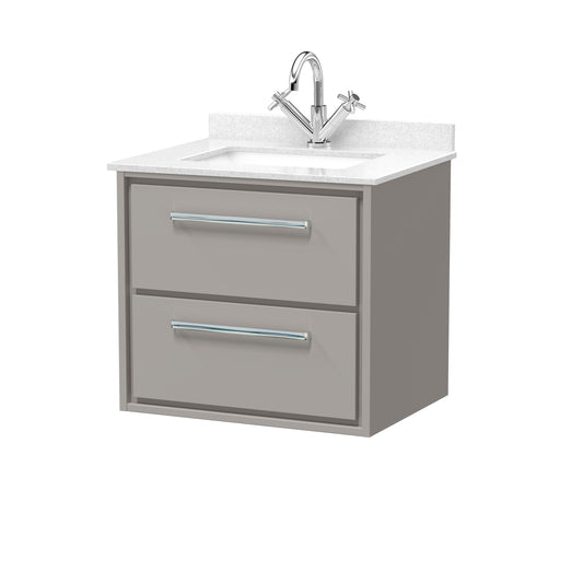 Hudson Reed 600mm Wall Hung 2-Drawer Vanity with Marble Worktop Basin