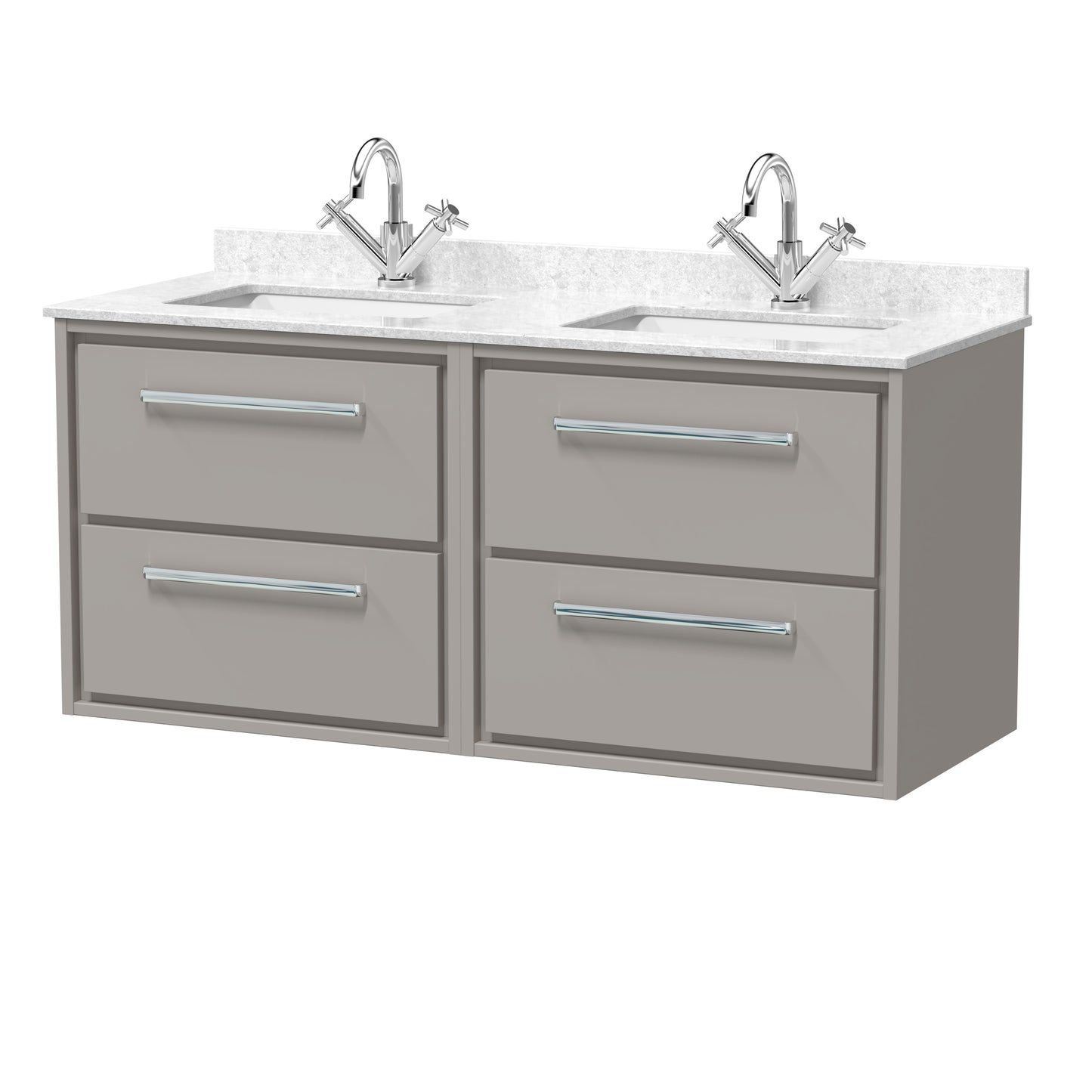 Hudson Reed 1200mm Wall Hung 4-Drawer Vanity with Marble Worktop Basin