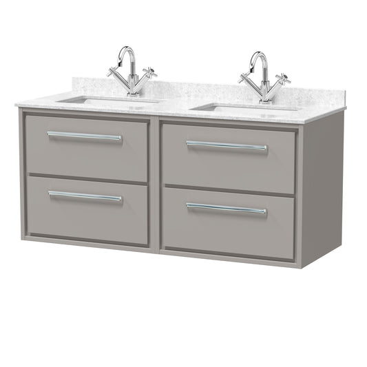 Hudson Reed 1200mm Wall Hung 4-Drawer Vanity with Marble Worktop Basin