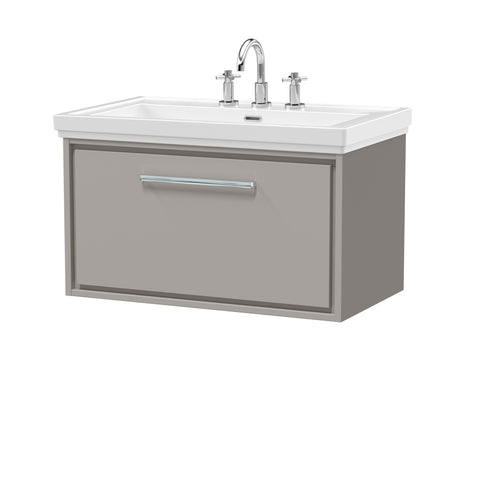 Hudson Reed 800mm Wall Hung Single Drawer Vanity with Basin - 3 Tap Hole