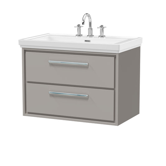 Hudson Reed 800mm Wall Hung 2-Drawer Vanity with Basin - 3 Tap Hole