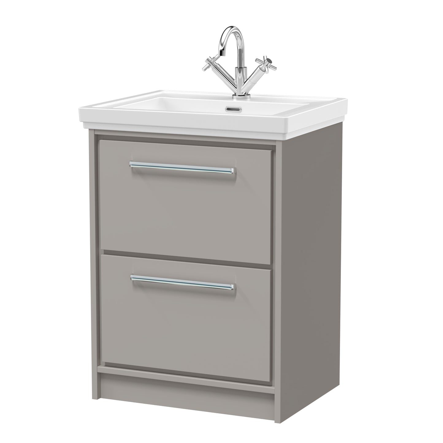 Hudson Reed 600mm Floor Standing 2-Drawer Vanity with Basin - 1 Tap Hole
