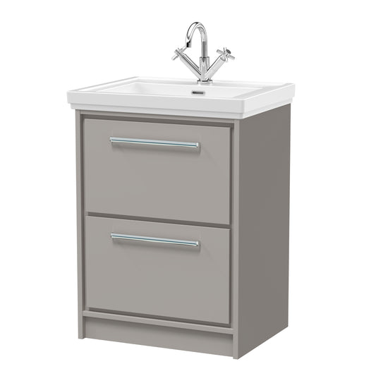 Hudson Reed 600mm Floor Standing 2-Drawer Vanity with Basin - 1 Tap Hole