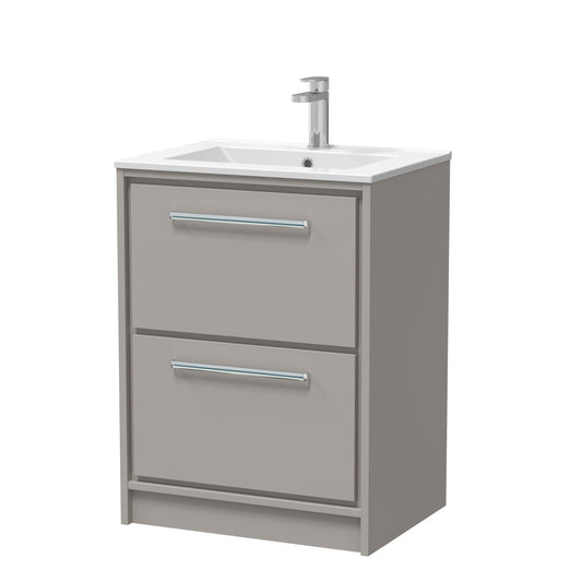 Hudson Reed 600mm Floor Standing 2-Drawer Vanity with Basin - 1 Tap Hole