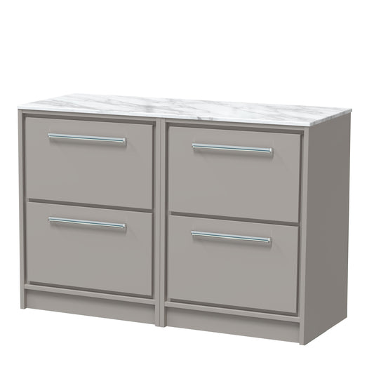 Hudson Reed 1200mm Floor Standing 4-Drawer Vanity with Marble Worktop