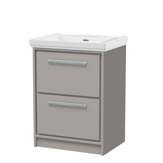Hudson Reed 600mm Floor Standing 2-Drawer Vanity with Basin - 0 Tap Hole