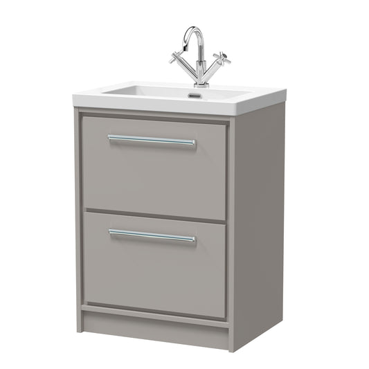 Hudson Reed 600mm Floor Standing 2-Drawer Vanity with Basin - 1 Tap Hole