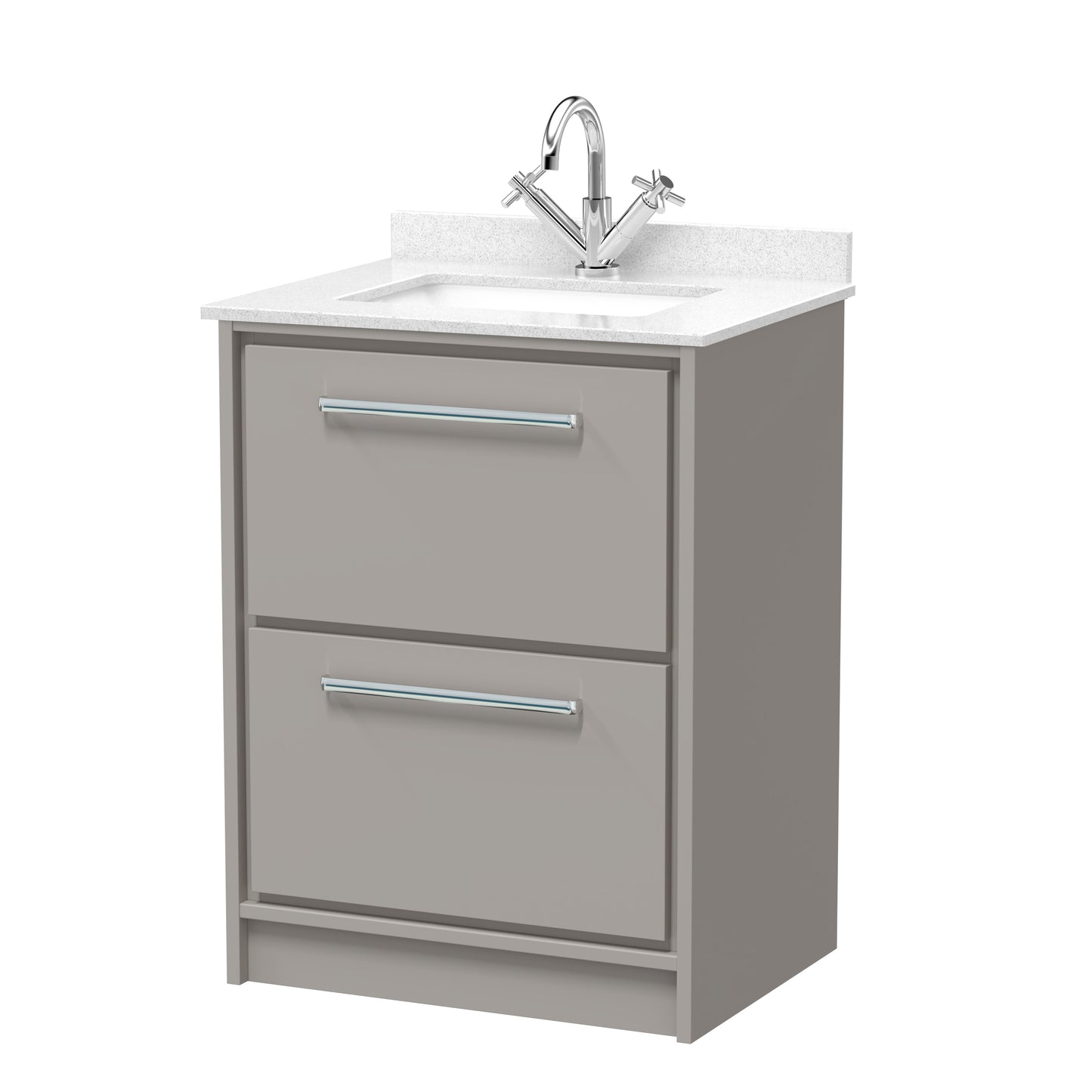 Hudson Reed 600mm Floor Standing 2-Drawer Vanity with Marble Worktop Basin