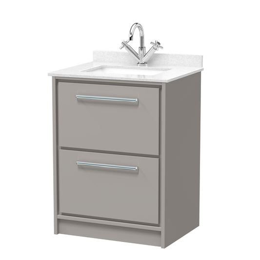 Hudson Reed 600mm Floor Standing 2-Drawer Vanity with Marble Worktop Basin