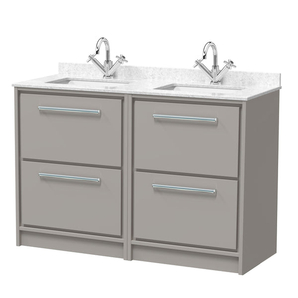 Hudson Reed 1200mm Floor Standing 4-Drawer Vanity with Marble Worktop Basin