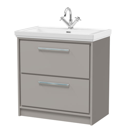 Hudson Reed 800mm Floor Standing 2-Drawer Vanity with Basin - 1 Tap Hole