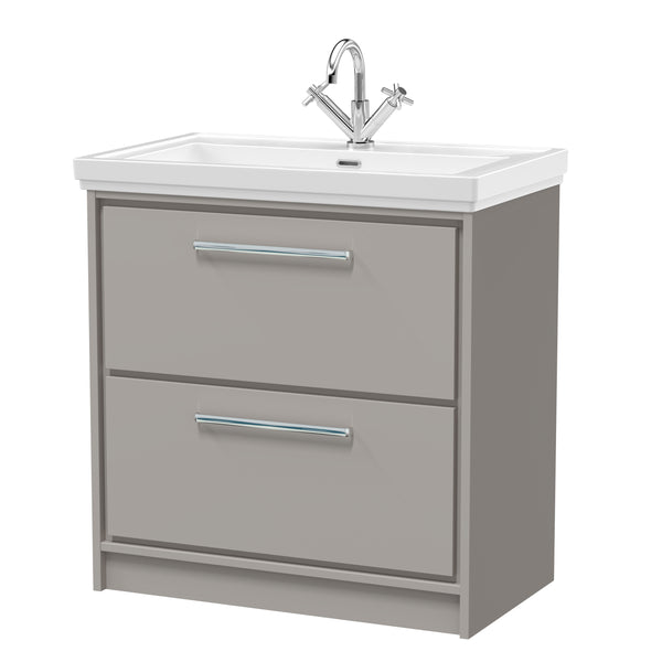 Hudson Reed 800mm Floor Standing 2-Drawer Vanity with Basin - 1 Tap Hole