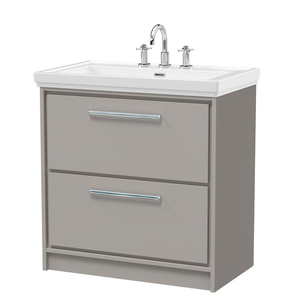 Hudson Reed 800mm Floor Standing 2-Drawer Vanity with Basin - 3 Tap Hole