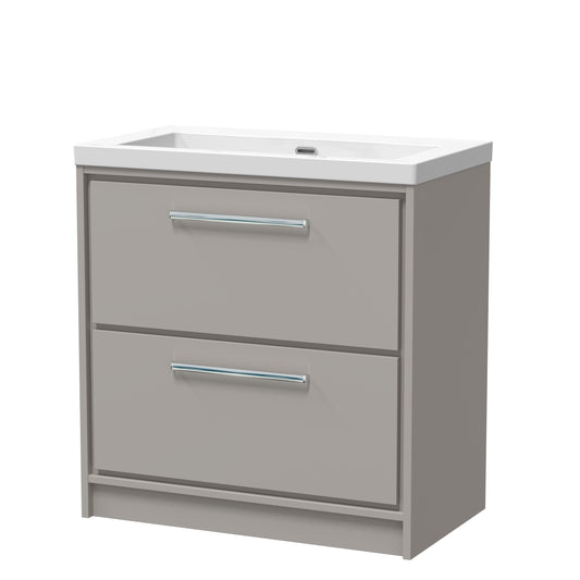 Hudson Reed 800mm Floor Standing 2-Drawer Vanity with Basin - 0 Tap Hole