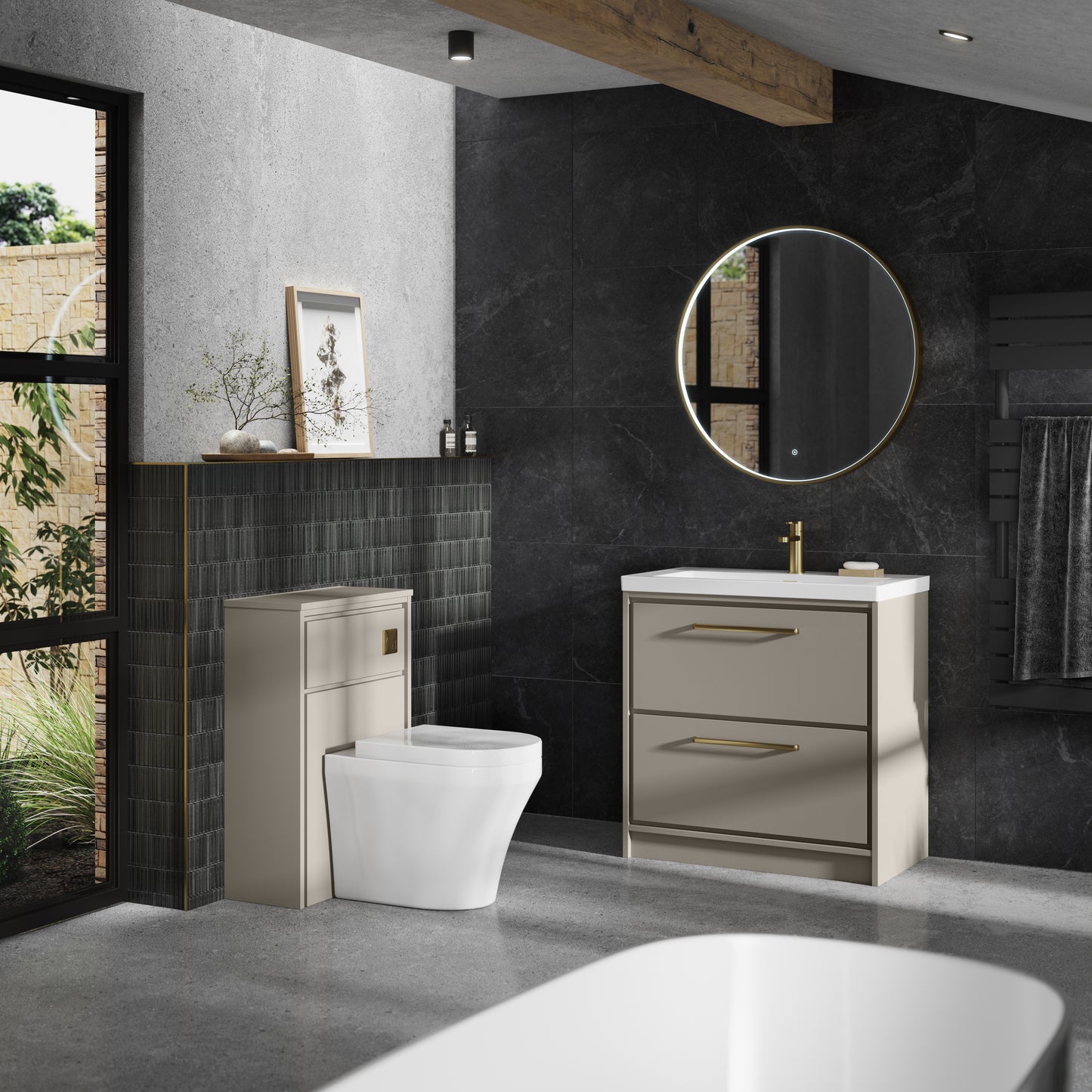 Hudson Reed 800mm Floor Standing 2-Drawer Vanity with Basin - 1 Tap Hole