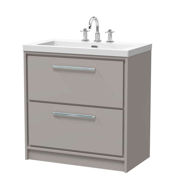 Hudson Reed 800mm Floor Standing 2-Drawer Vanity with Basin - 3 Tap Hole
