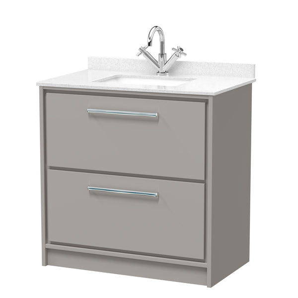 Hudson Reed 800mm Floor Standing 2-Drawer Vanity with Marble Worktop Basin