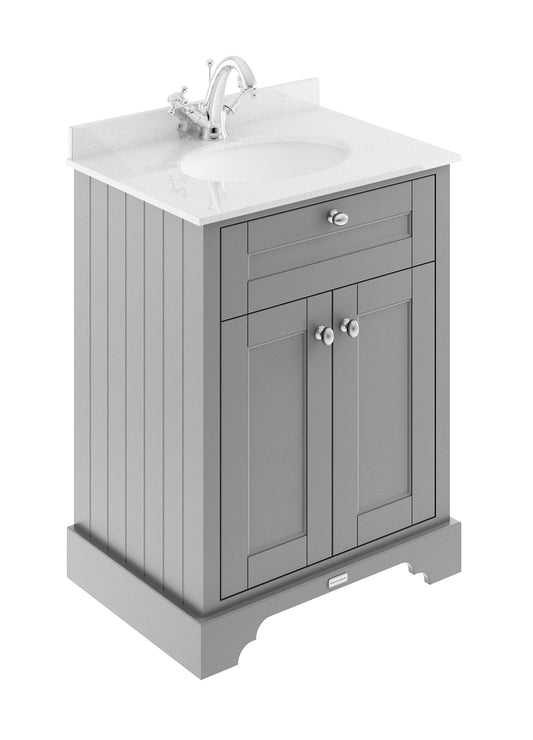 Hudson Reed 600mm Cabinet & Marble Top (1TH)