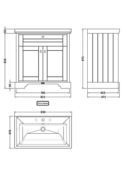 Hudson Reed 800mm 2-Door Vanity & Classic Basin 3TH