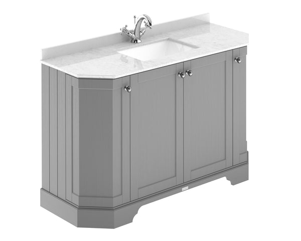 Hudson Reed 1200mm 4-Door Angled Unit & Marble Top 1TH