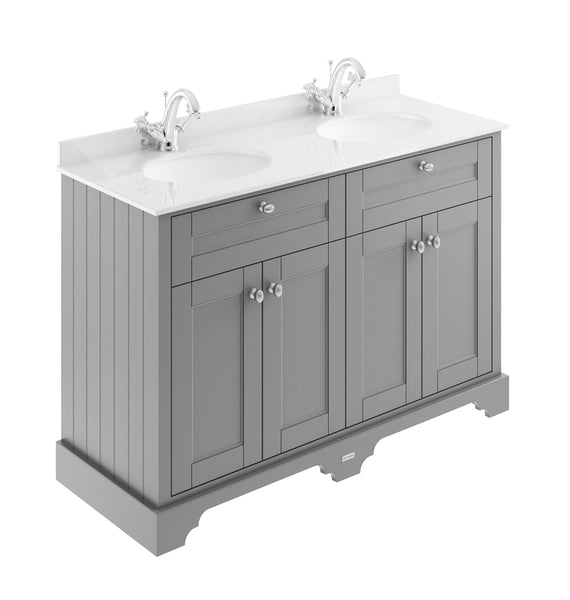 Hudson Reed 1200mm Cabinet & Double Marble Top (1TH)