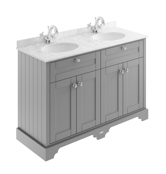 Hudson Reed 1200mm Cabinet & Double Marble Top (1TH)