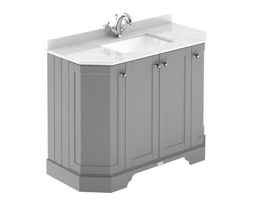 Hudson Reed 1000mm 4-Door Angled Unit & Marble Top 1TH