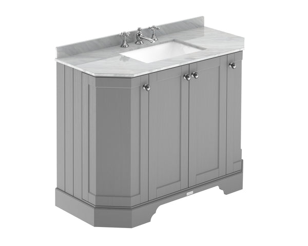 Hudson Reed 1000mm 4-Door Angled Unit & Marble Top 3TH