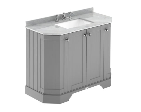 Hudson Reed 1000mm 4-Door Angled Unit & Marble Top 3TH