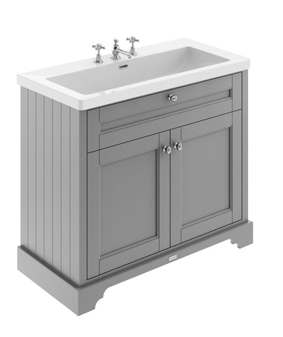 Hudson Reed 1000mm 2-Door Unit & Contemporary Fireclay Basin 3TH