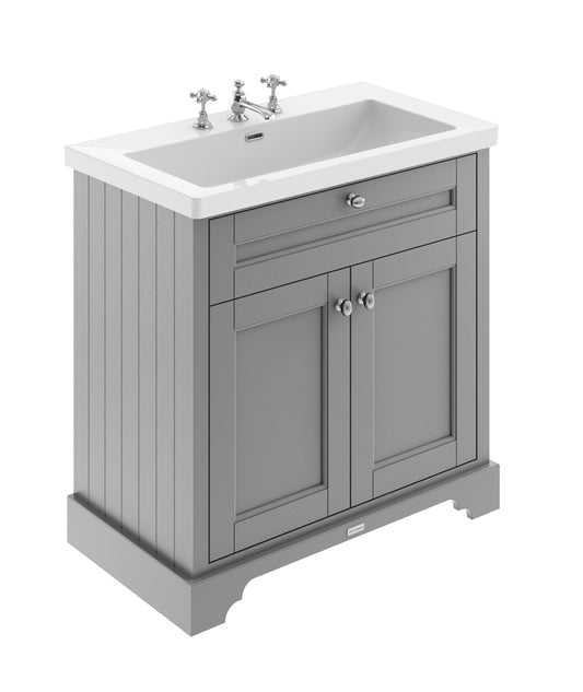Hudson Reed 800mm 2-Door Unit & Contemporary Fireclay Basin 3TH