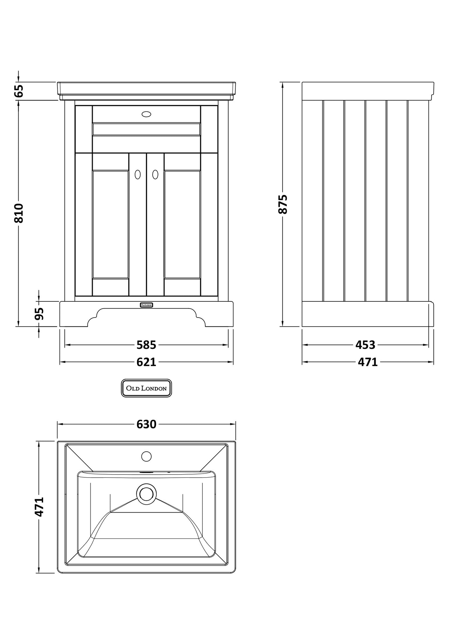 Hudson Reed 600mm 2-Door Vanity & Classic Basin 1TH