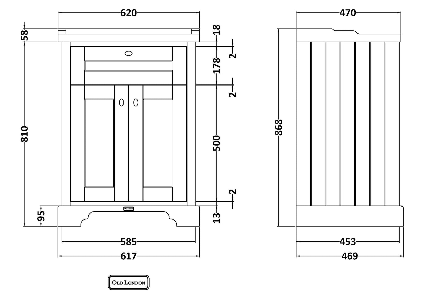 Hudson Reed 600mm Cabinet & Basin (3TH)