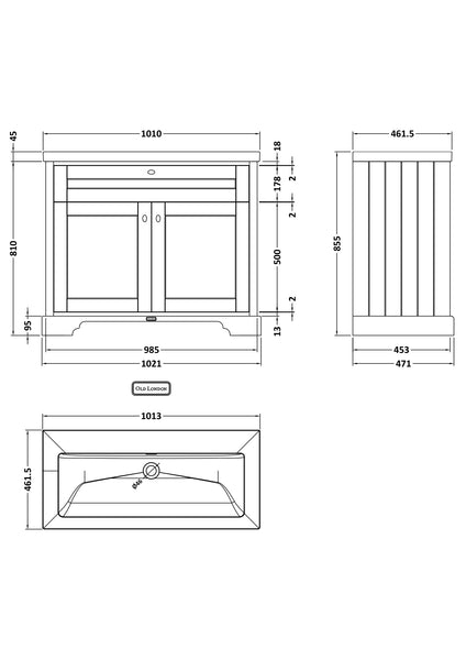 Hudson Reed 1000mm 2-Door Unit & Contemporary Basin 0TH