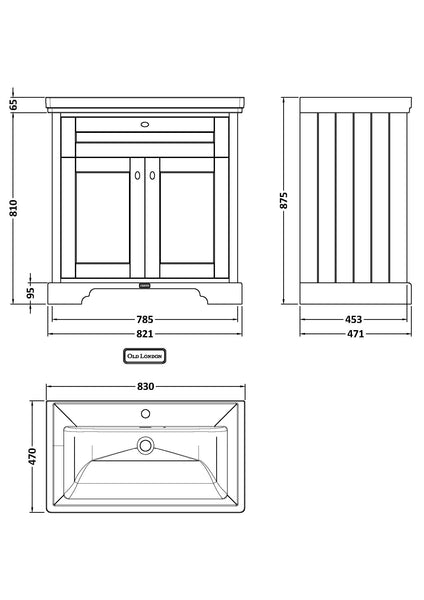 Hudson Reed 800mm 2-Door Vanity & Classic Basin 1TH
