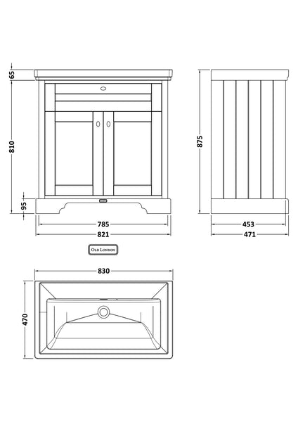 Hudson Reed 800mm 2-Door Vanity & Classic Basin 0TH