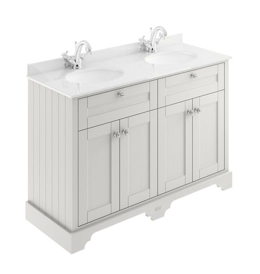 Hudson Reed 1200mm Cabinet & Double Marble Top (1TH)
