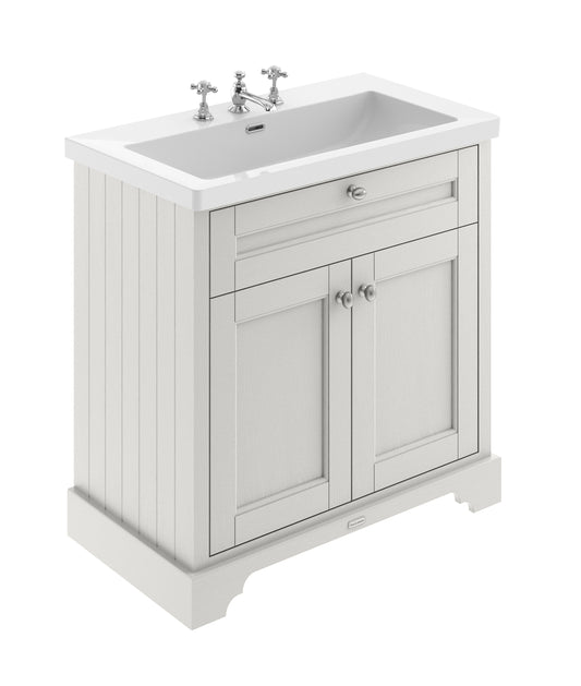 Hudson Reed 800mm 2-Door Unit & Contemporary Fireclay Basin 3TH