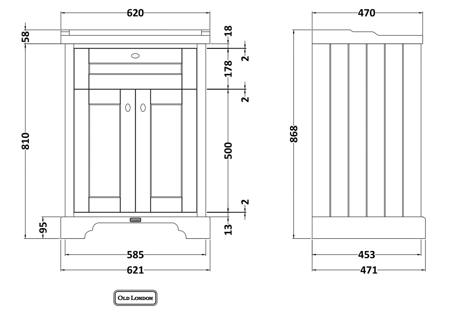 Hudson Reed 600mm Cabinet & Basin (1TH)