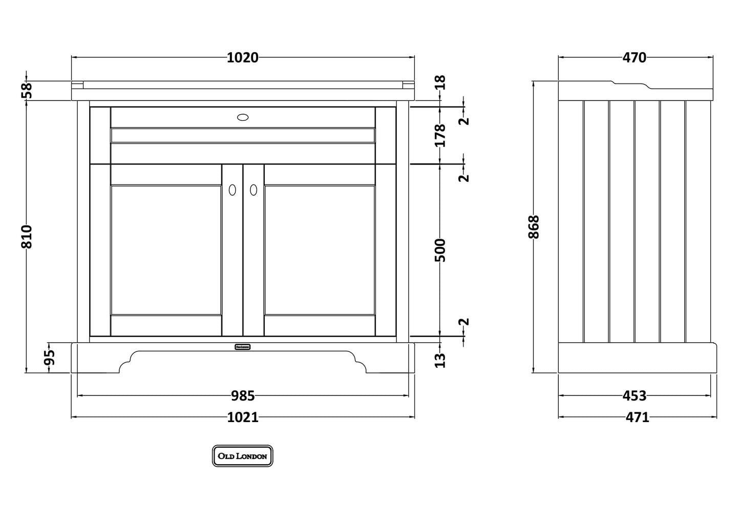 Hudson Reed 1000mm Cabinet & Basin (1TH)